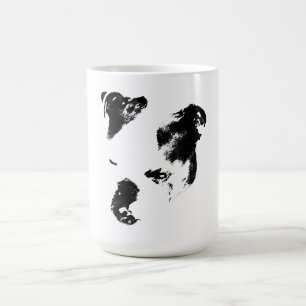 Caneca De Café Bulldog olhando para a esquerda em tinta negrito c