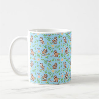 Caneca de Café Bulldog Presente de Cachorro Floral