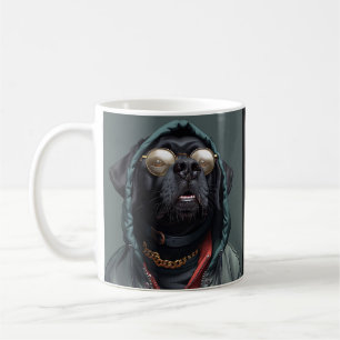 Caneca de café bulldog preto grande