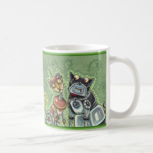 Caneca De Café BULLDOG ROBOT ADORÁVEL E FELINE AMIGO Pet Engraçad