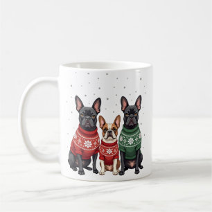 Caneca De Café Bulldogs Franceses de Natal Frenchie de Natal Cach