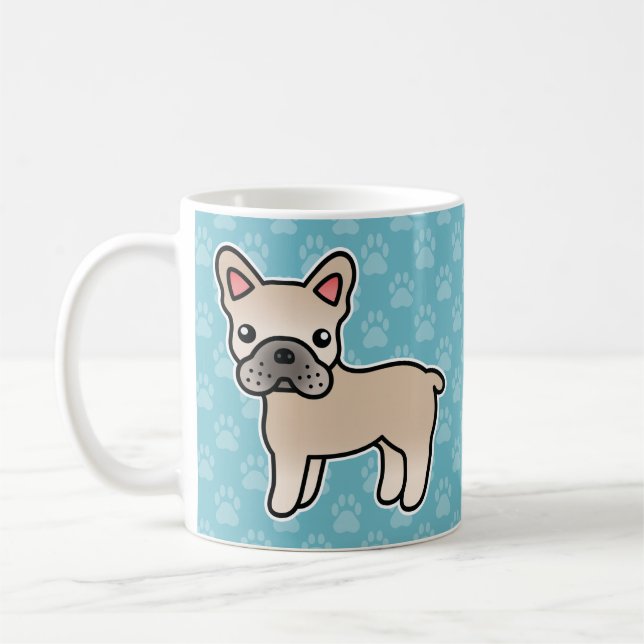Caneca De Café Bulldogue Francês Cartoon Creme (Esquerda)