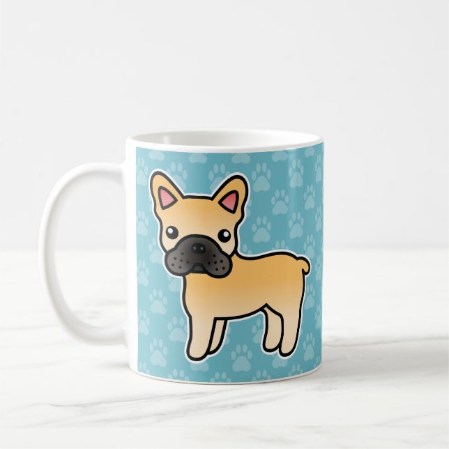 Caneca De Café Bulldogue Francês Castanho Cartoon (Esquerda)
