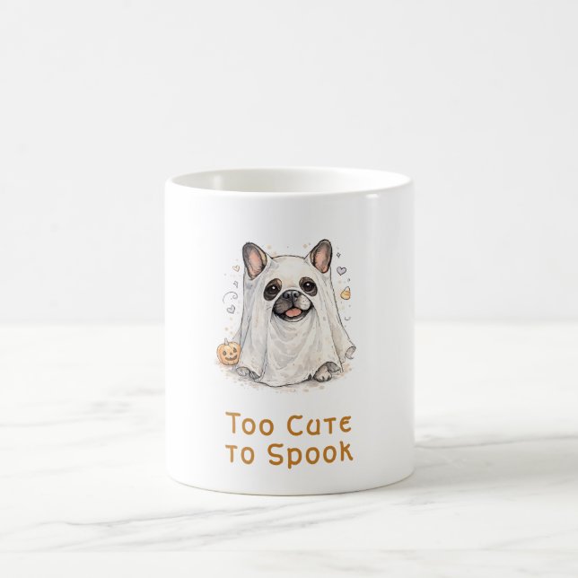 Caneca De Café Bulldogue Francês Halloween Fantasma Fofo (Centro)
