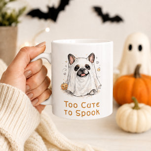 Caneca De Café Bulldogue Francês Halloween Fantasma Fofo