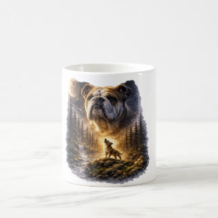 Caneca De Café Bulldogue Francês Uivando Para a Lua Gráfico Vinta
