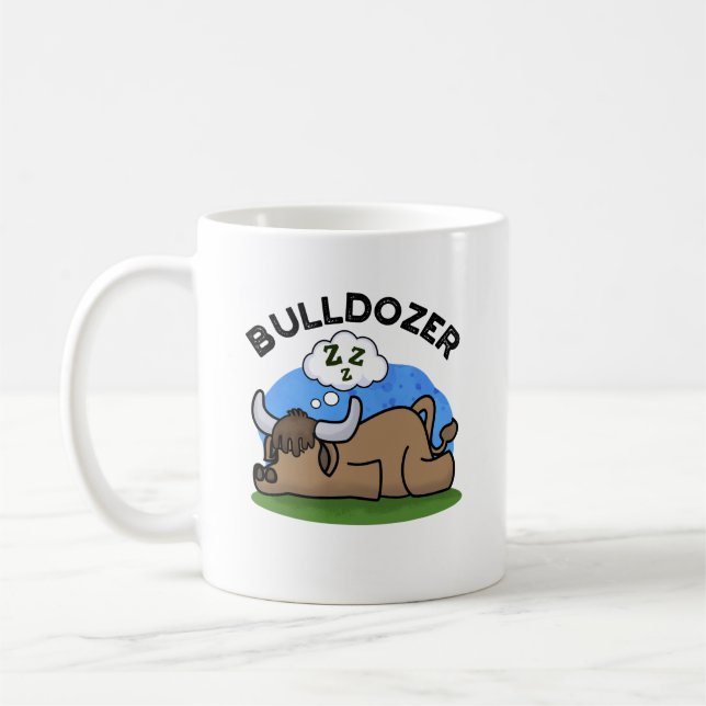 Caneca De Café Bulldozer Funny Animal Bull Pun (Esquerda)