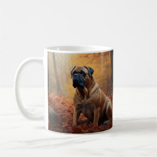 Caneca De Café Bullmastiff  nas Folhas de Outono Caem Inspiração
