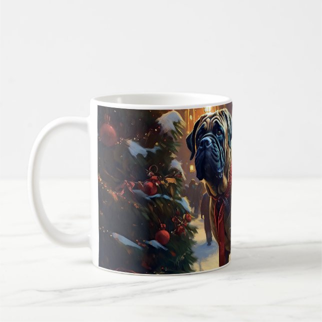 Caneca De Café Bullmastiff Natal Festivo (Esquerda)
