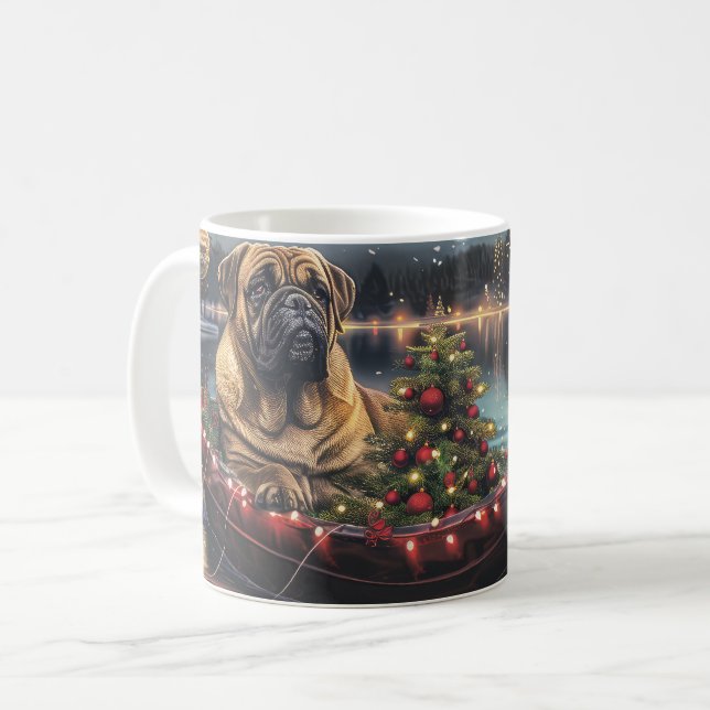 Caneca De Café Bullmastiff Natal Festivo Voyage (Frente Esquerda)