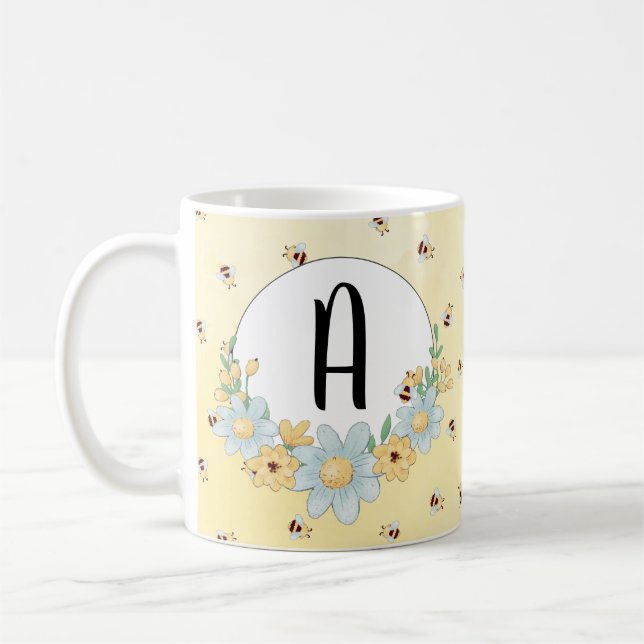 Caneca De Café Bumble Bee Cute Monograma (Esquerda)