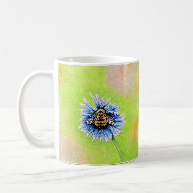 Caneca De Café Bumble Bee em uma pintura de flor (Esquerda)