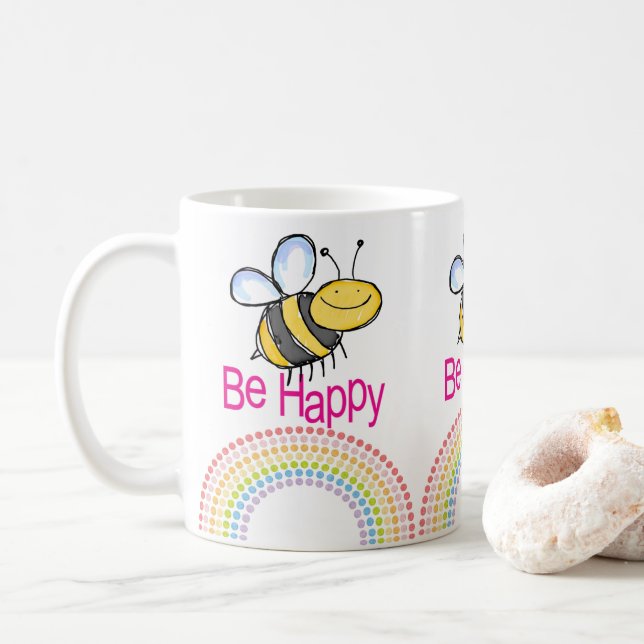 Caneca De Café Bumblebee Happy Rainbow Mug (Com Donut)
