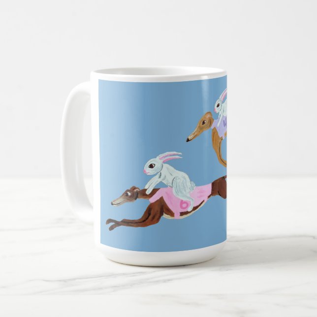 Caneca De Café Bunnies riding Greyhounds Mug (Frente Esquerda)