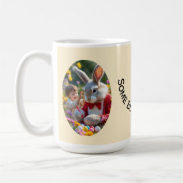 Caneca De Café Bunny and Child Photo Oval Frame Easter