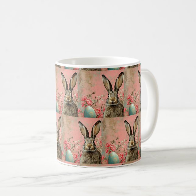 Caneca De Café Bunny Breeze Bliss: Mug Symphony 🍃 🐇 (Frente Esquerda)