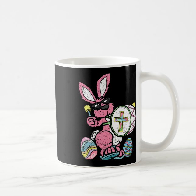 Caneca De Café Bunny Drummer - Páscoa sobre Ovos Caçando Primaver (Direita)
