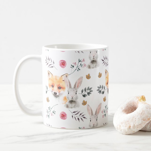 Caneca De Café Bunny e Fox (Com Donut)
