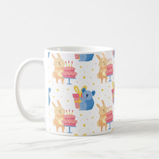 Caneca De Café Bunny E Koala Urso Na Festa de aniversário Infanti (Esquerda)