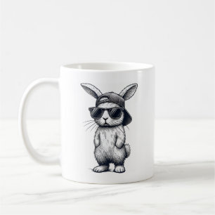 Caneca De Café Bunny Face com Óculos de Sol Boné Dia de Páscoa pa