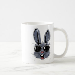 Caneca De Café Bunny Face Com Óculos De Sol Coelho Dia De Páscoa