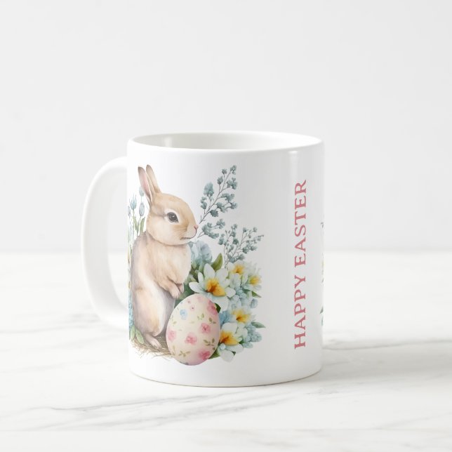 Caneca De Café Bunny & Floral Egg (Frente Esquerda)