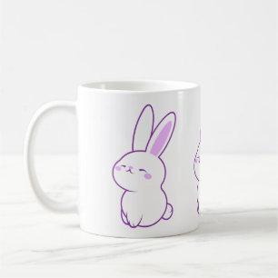 Caneca De Café Bunny Kawaii Fofo Roxo Feliz Sorridente