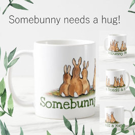 Caneca De Café Bunny Rabbit Hug Amor Amizade Pintura Animal
