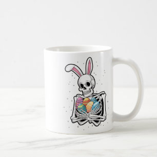 Caneca De Café Bunny Skeleton Segurando Ovos De Páscoa Engraçado