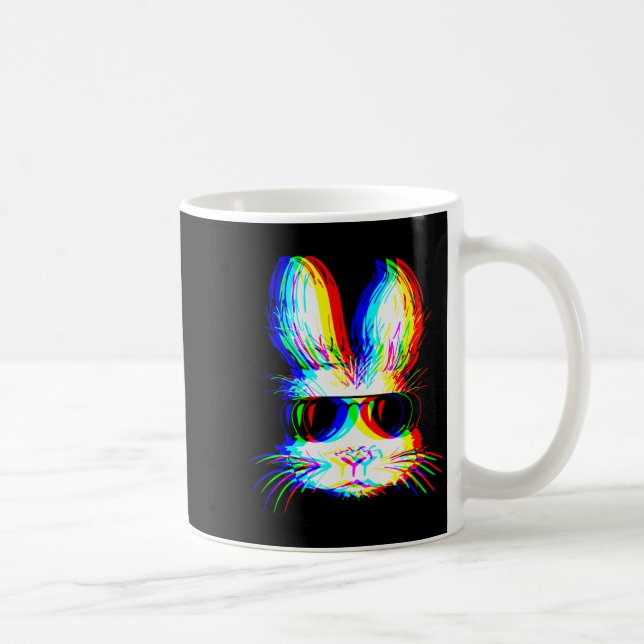 Caneca De Café Bunny Trippy Varwave Easter Techno Rave Edm Music  (Direita)
