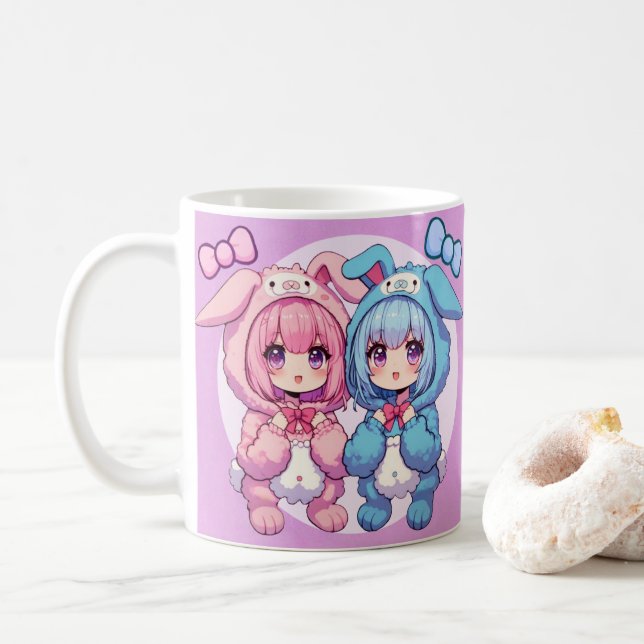 Caneca De Café Bunny Twins (Com Donut)