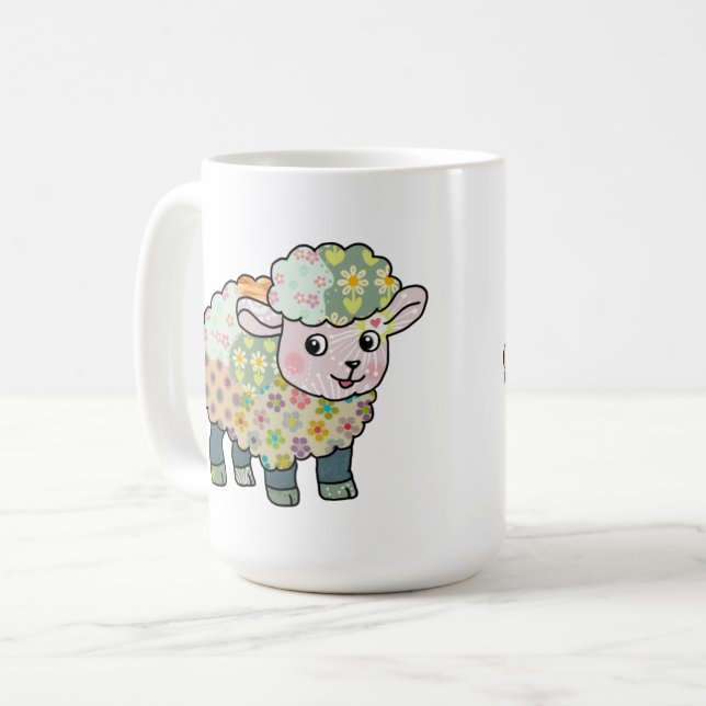 Caneca De Café buntes Lämmchen  postkarte (Frente Esquerda)