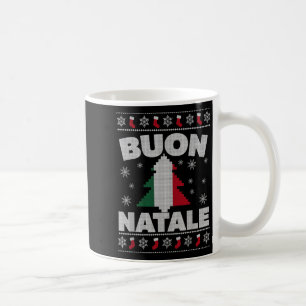 Caneca De Café Buon Natale Felry Árvore de Natal Italiano Ugly Xm