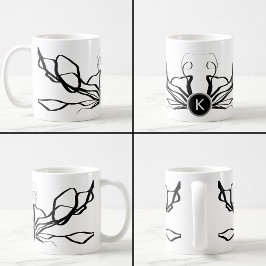 Caneca De Café Buquê Blanc: Abstrato branco e preto