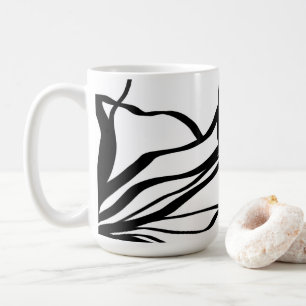 Caneca De Café Buquê Blanc: Abstrato branco e preto