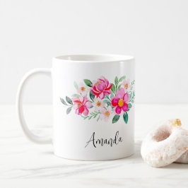 Caneca De Café Buquê Bonito com ventilador rosa reproduzível