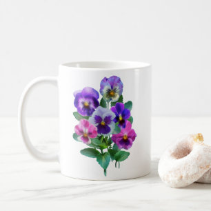 Caneca De Café Buquê da Flor de Pansy Violets