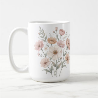 Caneca De Café Buquê de Anêmona Suave Aquarela