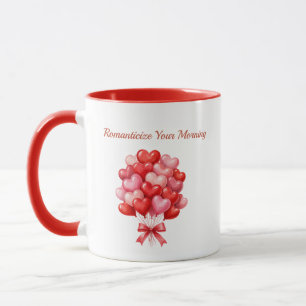 Caneca de Café Buquê de Balões 3D de Coração Român