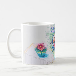 Caneca De Café Buquê de flores colorido e vibrante