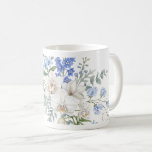 Caneca De Café Buquê de Flores de Orquídea, Floral Aquarela 