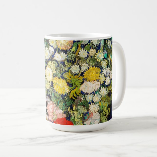 Caneca De Café Buquê de Flores em Vaso por Vincent Van Gogh (Frente Esquerda)