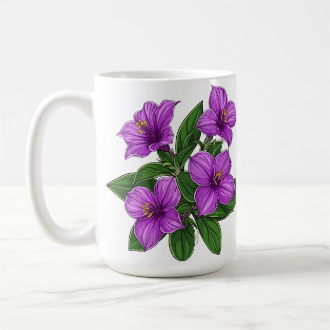 Caneca De Café Buquê de Flores Roxas (Esquerda)