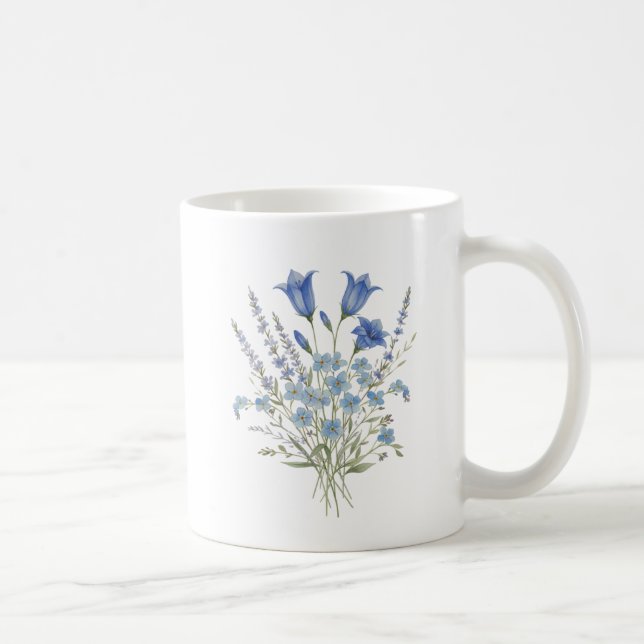 Caneca De Café Buquê de Flores Silvestres Azuis (Direita)