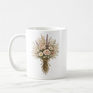 Caneca De Café Buquê de Flores Silvestres Vintage