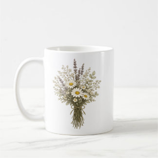 Caneca De Café Buquê de Flores Silvestres Vintage