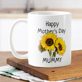 Caneca De Café Buquê de Girassóis para o Dia das Mães Mamãe