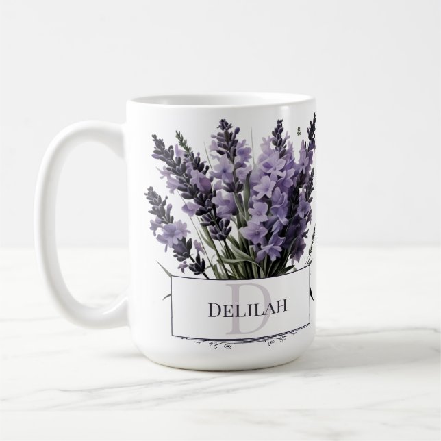Caneca De Café Buquê de Lavanda de Aquarela Personalizado (Esquerda)