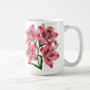 Caneca De Café Buquê de Lírio Rosa