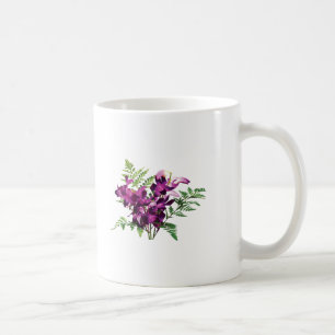 Caneca De Café Buquê De Orquídeas Púrpuras Com Ferns
